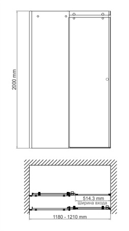 Душевая дверь (120х200) WasserKRAFT Vils 56R05